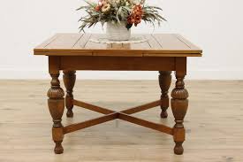 Tudor Antique English Oak Kitchen Dining Table 2 Leaves