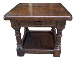 Vintage English Solid Oak Side or End Table | Chairish