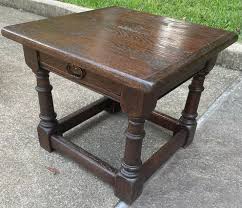 Vintage European Solid Oak End Table | Chairish