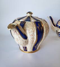 Sudlow's Burslem Teapot: 1930s Cobalt Blue Porcelain With Gold Gilt - Etsy