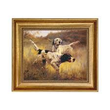 English Setters Framed Oil Painting Print on Canvas, Framed ...