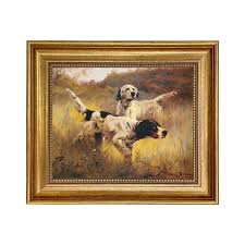 English Setters Print on Canvas in Antiqued Gold Frame- an 8 ...
