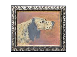 Oil on Board Portrait of an English Setter in Carved Frame ...