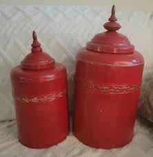 2 Creative Co-op Red Canisters Interior Design / Holiday ...