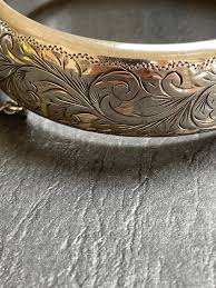 Vintage 1961 Large Sterling Silver Engraved Bangle - Etsy