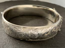 Vintage Sterling Silver Hinged Bangle - Etsy Ireland
