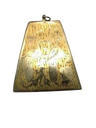 Vtg HM Etched Engraved Gold Damascene Ethnic Peacock Signed ...