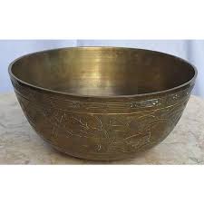 Mid Century Dragon Motif Chinese Brass Bowl or Censer | Chairish