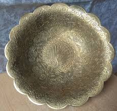Vintage Bronze Plate Inlaid Design Decorative India Hand ...