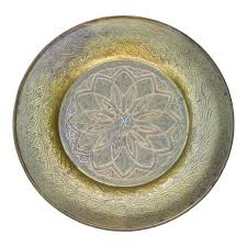 Early 20th Century Hand-Engraved Brass Tray With Copper ...