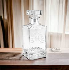 Custom White Engraving Square Crystal Decanter 26oz. | LDubbs Engraving
