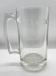 Vintage MASON Large Beer Mug Clear Glass 7" Tall 3.5 ...