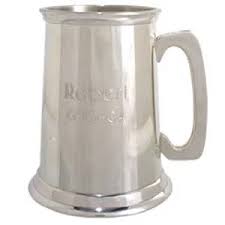 Engravable Personalized Pewter Tankard Mugs with Glass Bottom