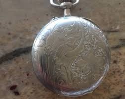 ANTIQUE SWISS Mens Pocket Watch Silver Case Gold Hands ...