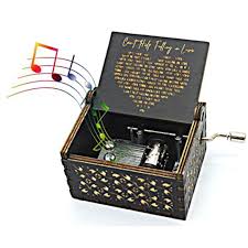 Can't Help Falling in Love Wood Music Box, Antique Engraved ...