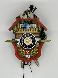 German Engstler Mini 5" Cuckoo Clock Swinging Girl CHIMNEY ...
