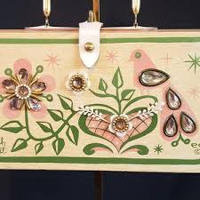 1965 Enid Collins of Texas - Dutch Treat - Pretty Pink & Green Wooden Box Purse - Etsy