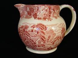 Enoch Woods Transfer English Scenery Pink Ironstone Jug ...