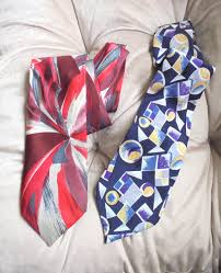 Art Deco Pure Silk Ties X 2 Vintage Retro Geometric Da Vinci ...