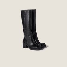 Black Leather Boots | Miu Miu