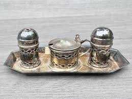 ANTIQUE VINTAGE 1900 D&A Silver Plate EPNS Cruet Set Glass ...