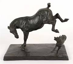 Lot - Patinated Bronze, Horse and Dog, Gaston D'Illiers