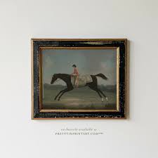 Framed Vintage Race Horse Art Print | Distressed Black ...