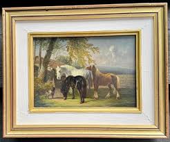 English 19th century English Farm with shire Clydesdale ...