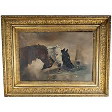 Victorian 19th Century Oil Painting on Canvas of Three ...