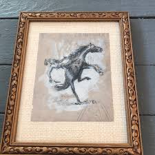 Original Bucking Bronco Drawing by Anna Heigh | Chairish