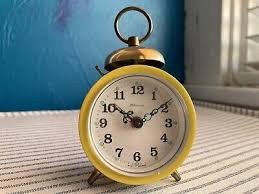 Vintage 50s MCM Blessing Yellow Round Travel Alarm Clock ...