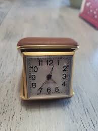 Vintage Westclox Travel Alarm Clock Brown Clamshell Hard ...