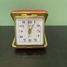 Vintage Necor Wind-Up Travel Alarm Clock Red Hard Case | eBay