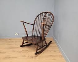 Vintage Ercol Blue Lable Rocking Chair Fleur De Lis 1960s Vintage Elm - Etsy Australia