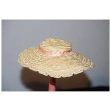 Fancy Old Straw Hat Bonnet W/ Satin Bow Wide Brim. For Sale ...