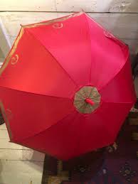 Vintage Estee Lauder Umbrella Red with Gold Graphics Women's | eBay