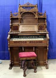 Turn of the Century Story & Clark Walnut Pump Organ with Red ...