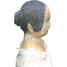 Early 19th Century 21" Carved Wood Shoulder Head Bun Worn ...