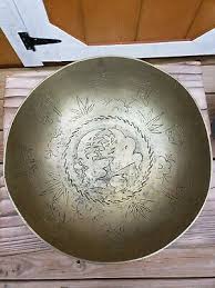 Antique CHINESE BRASS SERVING/Good Luck 12" BOWL ...
