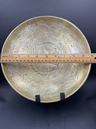 Vintage 10" Engraved Brass Bowl Decorative Ornate Oriental ...
