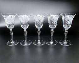 Morgantown Virginia Etched Wine Glasses , Set of Five , Clear Glass (1568) - Etsy
