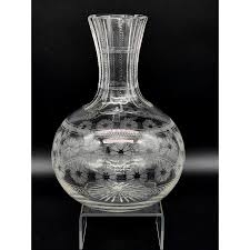 Antique Needle Etched Glass Water Jug, Intricate Design, Late 19th Cen.,1890's | eBay