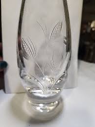 Vintage Clear Bud Vase Small Flowers Etched 5” Tall | eBay