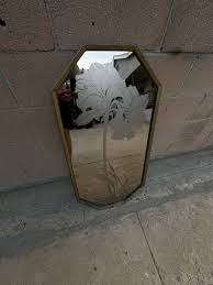 ✨ HOLLYWOOD REGENCY Art Deco ORLEANS Co. Lily Octagon Wall Mirror Etched NICE! | eBay