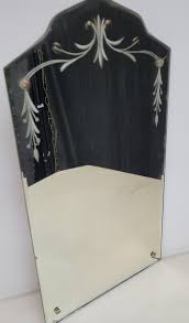 Antique Wall Mirror Etched Glass Petite Vanity Early American Victorian Old West Early 20th Century - Etsy