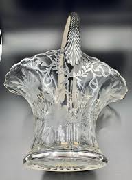 Antique Etched Floral Sterling Silver Overlay Wedding Bride's Basket Vase For Sale at 1stDibs | bride basket, wedding basket for bride, glass basket vase
