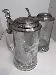 Beer Steins, Meger and generic, eagles and trout, Glass with metal lids, Steins | eBay