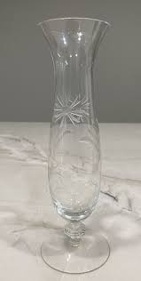 9" Glass Etched Floral Hour Glass Bud Vase | eBay