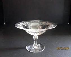Etched Crystal Glass Compote Small Vintage Gifts Tabletop ...