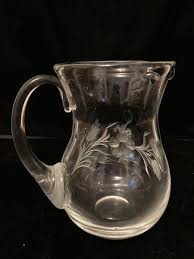 Princess House Etched Flowers Clear Glass Small Pitcher with Handle 4.5" | eBay